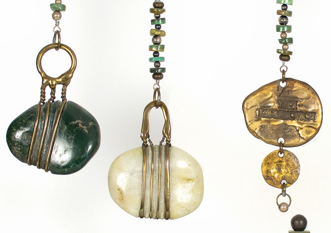 Perihelion. 2008. Brass, bronze, copper, turquoise, river stones. 46 x 41 cm. Available