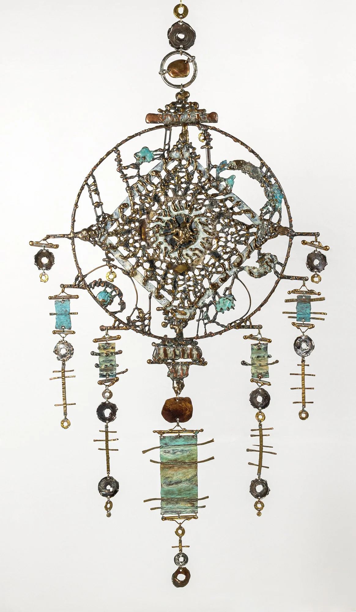 Four Points, 2007. Patinated bronze, brass, copper, and stainless steel. 20 × 39 inches. Hand-fabricated, 1 of 1. Available. Price on inquiry.