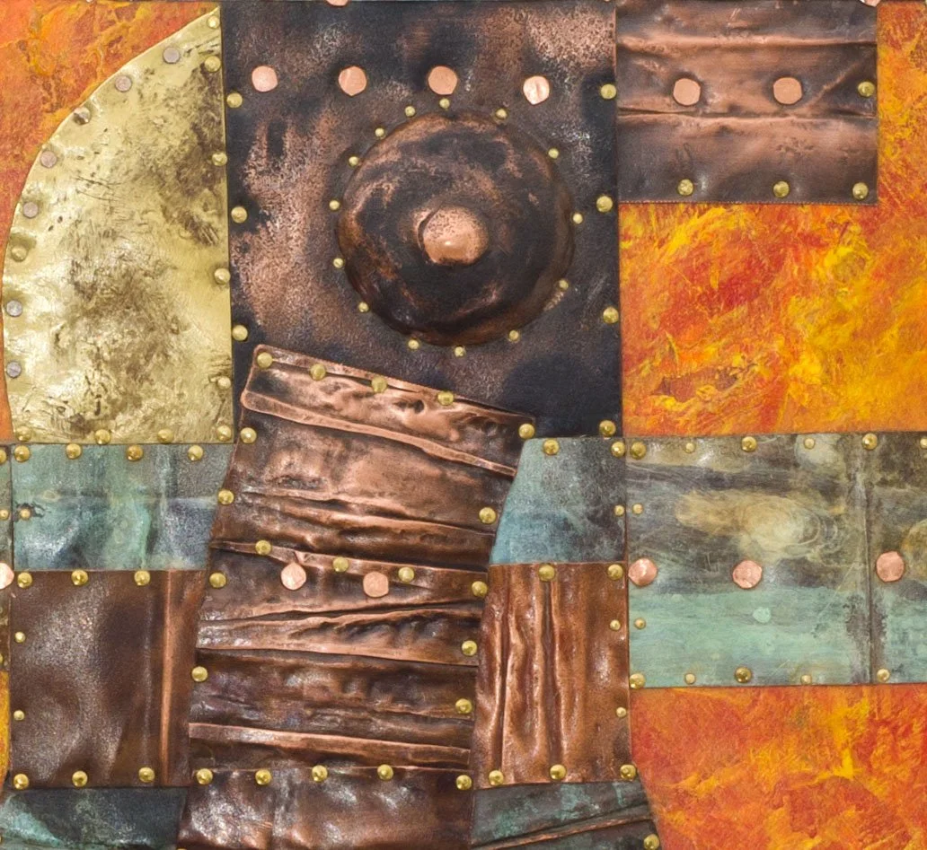 Early Bird.
Patinated copper, brass, acrylic on wooden board
46 × 51 cm
2017.
Private Collection