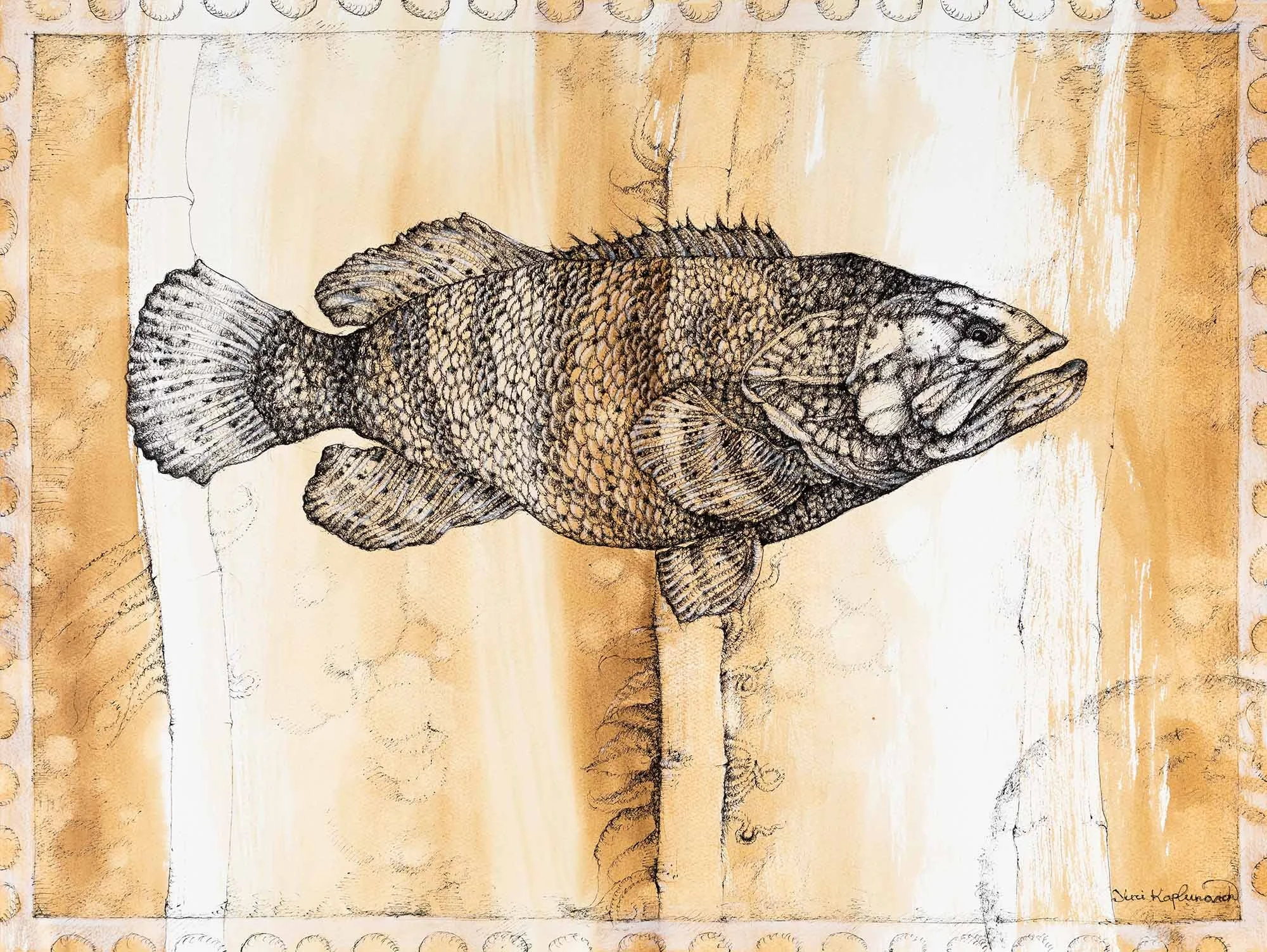 Letters from the Past — Goliath Grouper. Ink on paper, 61x46cm, 2022. Available.