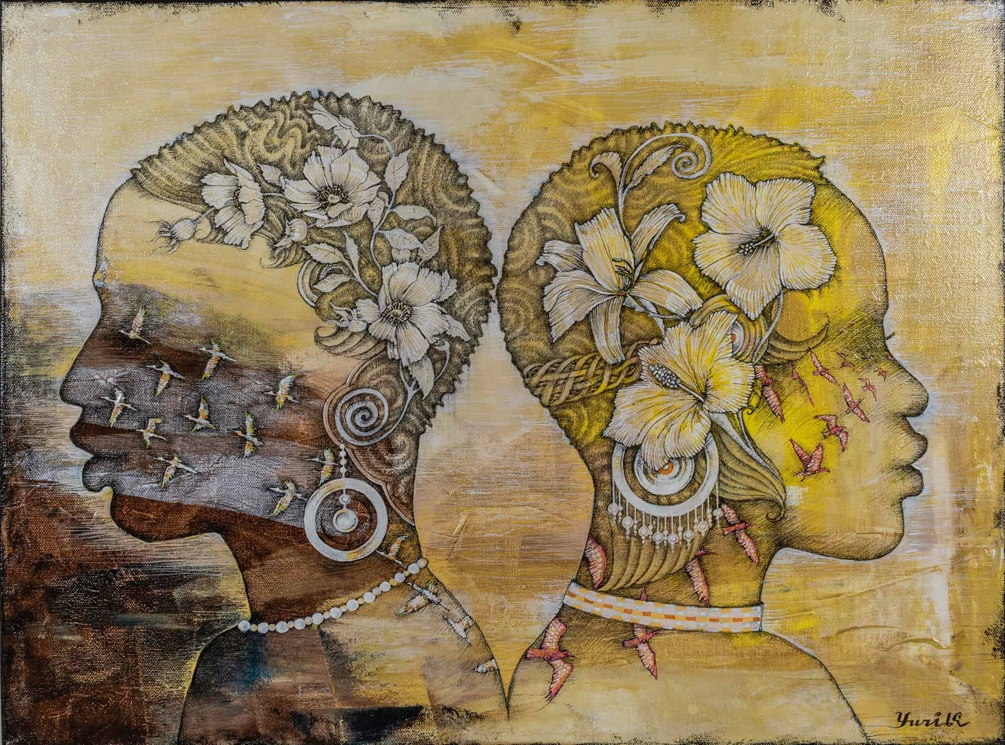 Birds That Are Cornered Fly Away. 2023. Acrylic ink on canvas. 46x61 cm Available