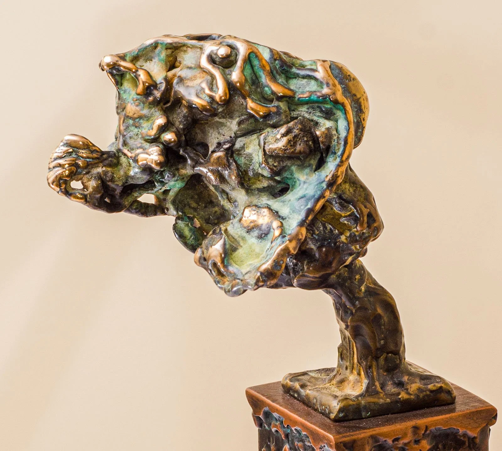 Inner Silence. 2017. Patinated bronze, copper, marble. 17 x 10 x 36 cm. Available