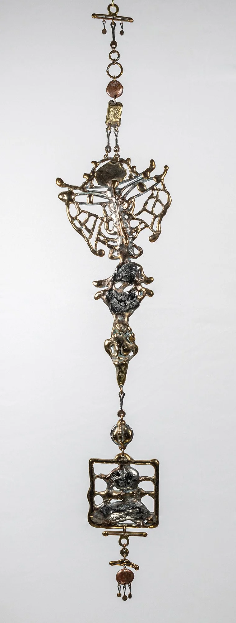 Composure IV, Gold, 2007. Bronze poured directly into sand, then composed with brass, copper and stainless steel, every element smithed and assembled by hand. 6½ × 33 inches. 1 of 1. Available. Price on inquiry.