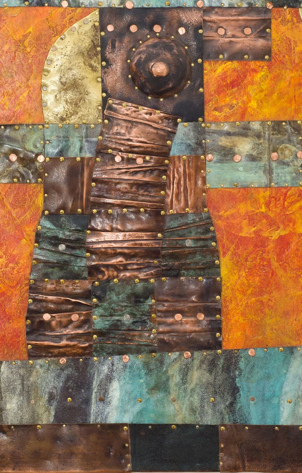 Early Bird.
Patinated copper, brass, acrylic on wooden board
46 × 51 cm
2017.
Private Collection