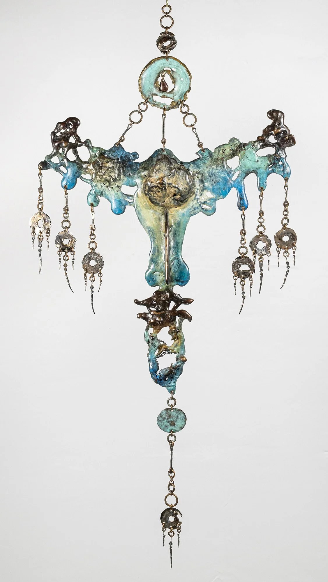 Composure I, Blue, 2007. Bronze poured directly into sand, with elements of brass, copper, and stainless steel. 18 × 36 inches. 1 of 1. Available. Price on inquiry.
