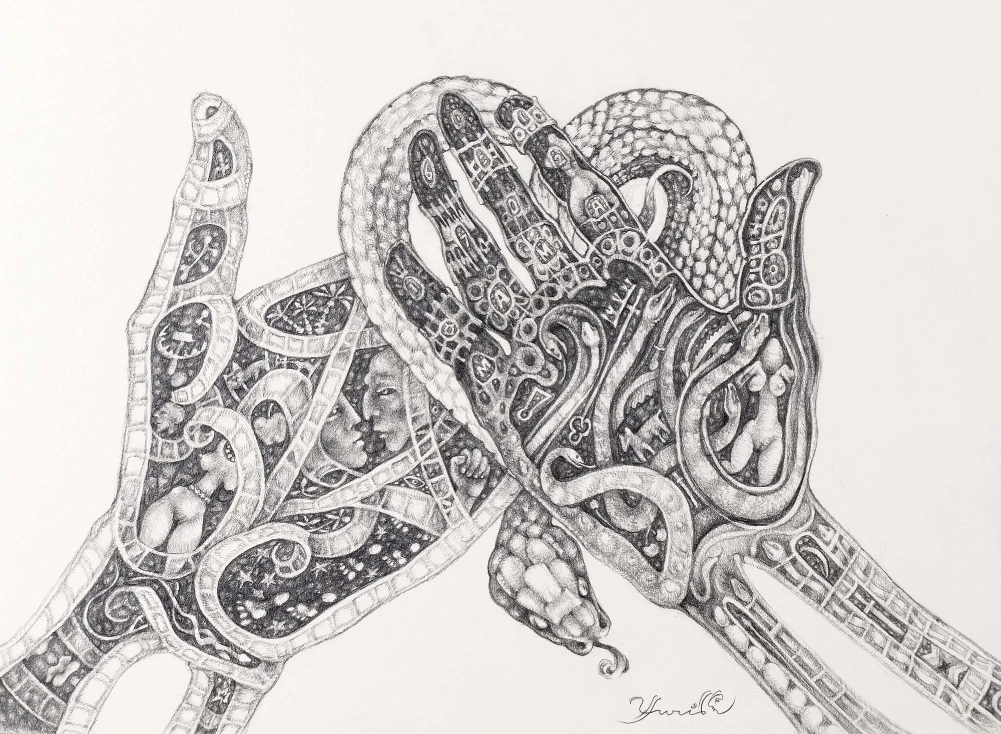 Love of the Serpent · Graphite on paper · 28 × 36 cm · 2024 · Available