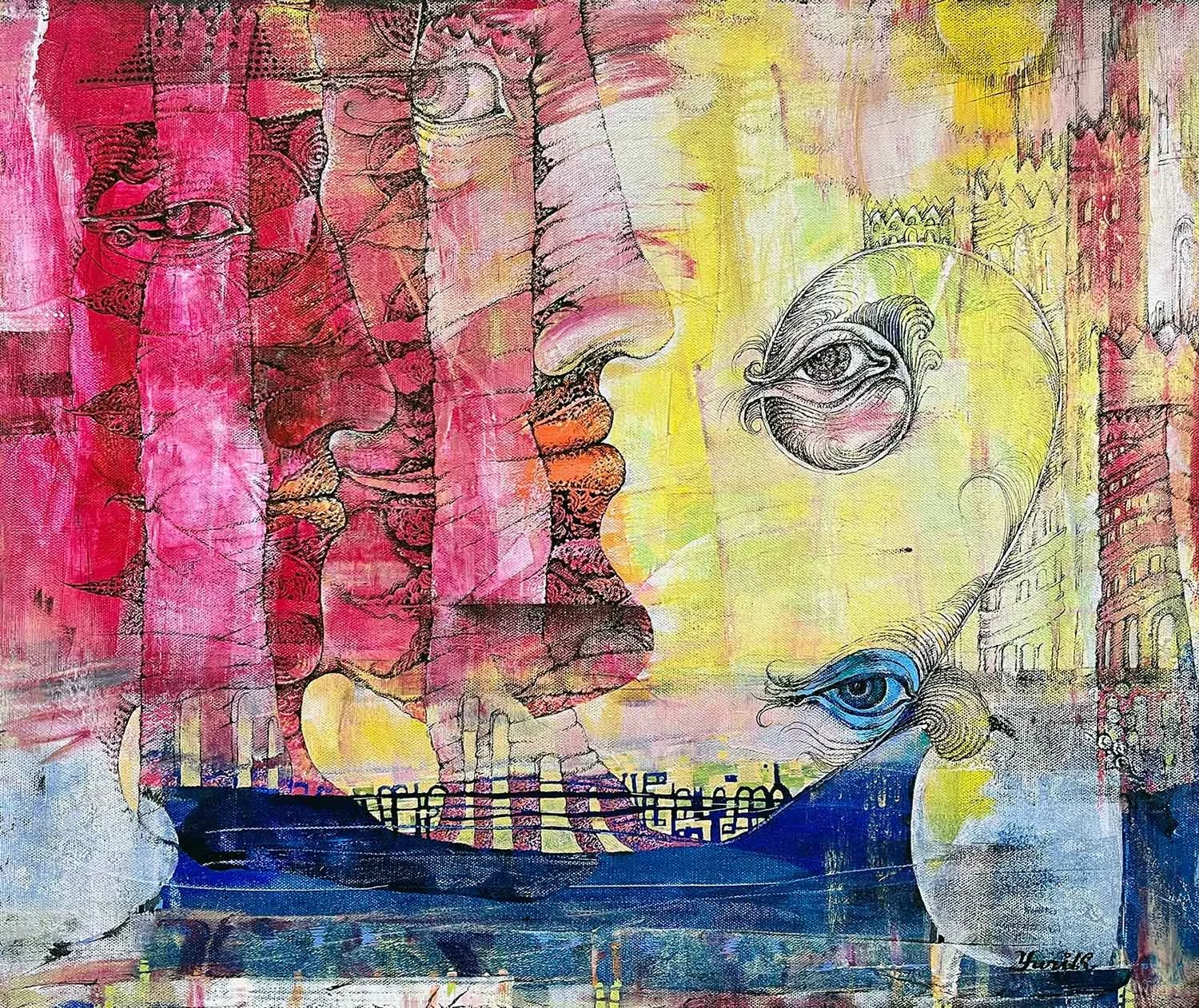 
Witnesses. Acrylic, ink on canvas. 61 x 51 cm cm, 2022. Available