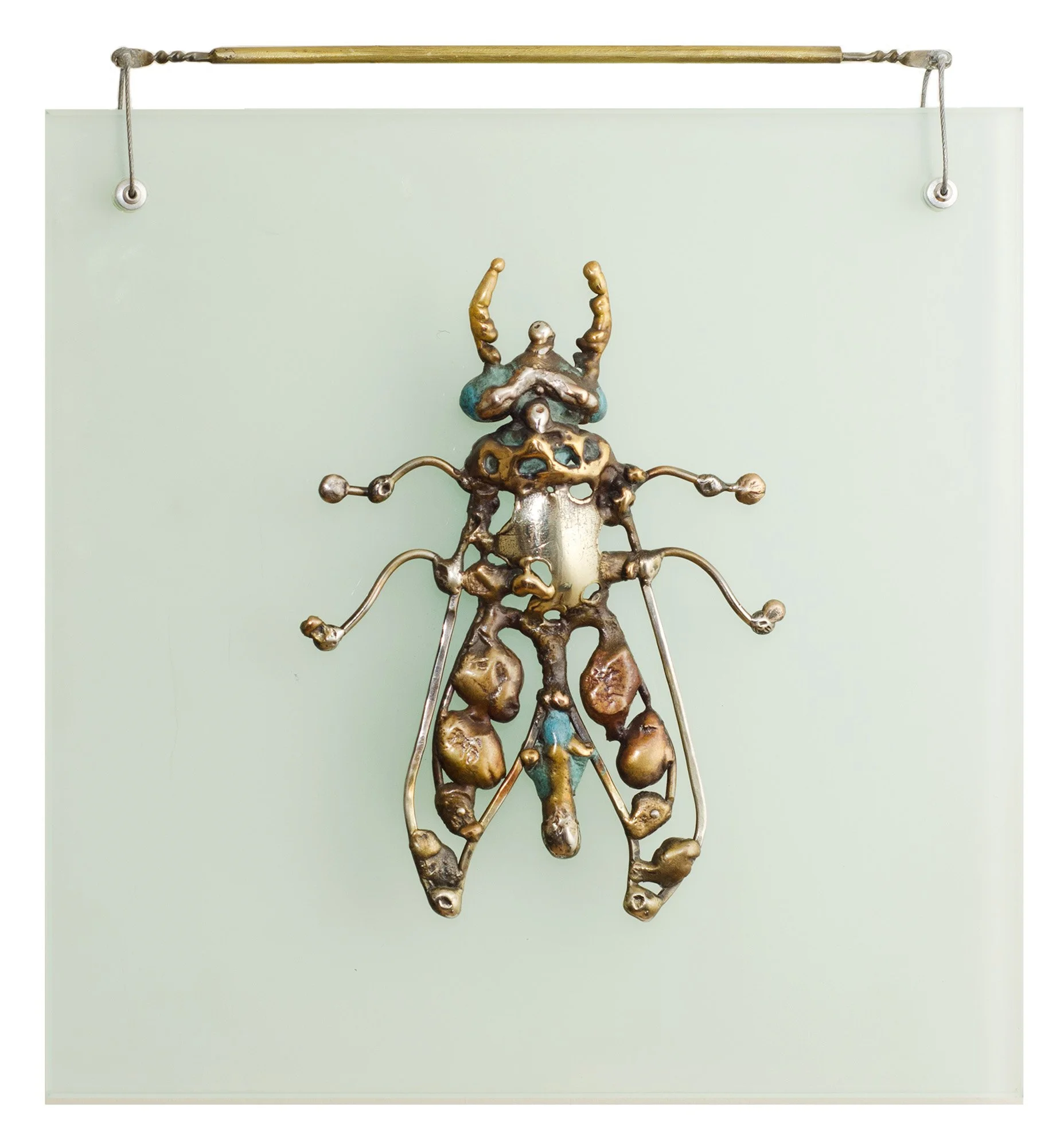 Blue Fly. 2007. Patinated bronze, brass, silver, stainless steel, glass. 33 x 38 cm. Available.