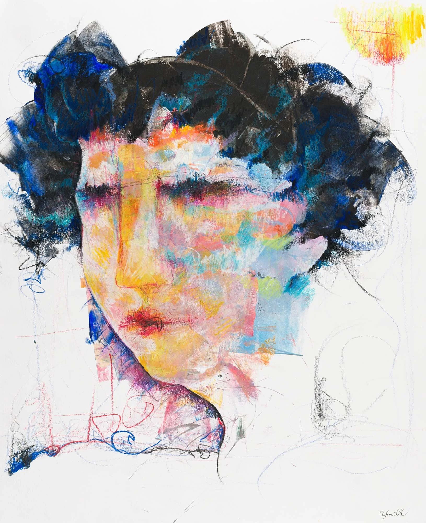 Rivka. Acrylic, colour pencils on paper. 36 × 43 cm. 2019. Available