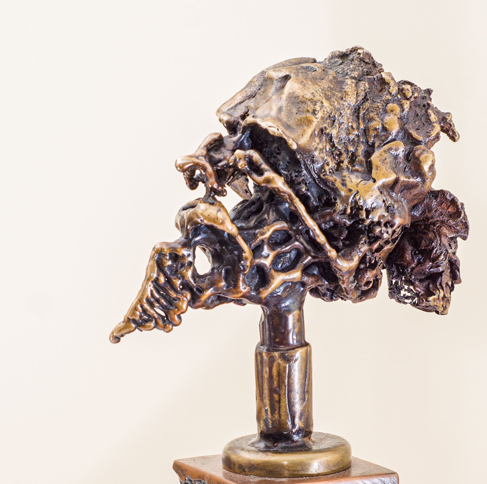 Unspoken Wisdom. 2017. Patinated bronze, copper, marble. 17 x 10 x 36 cm. Available