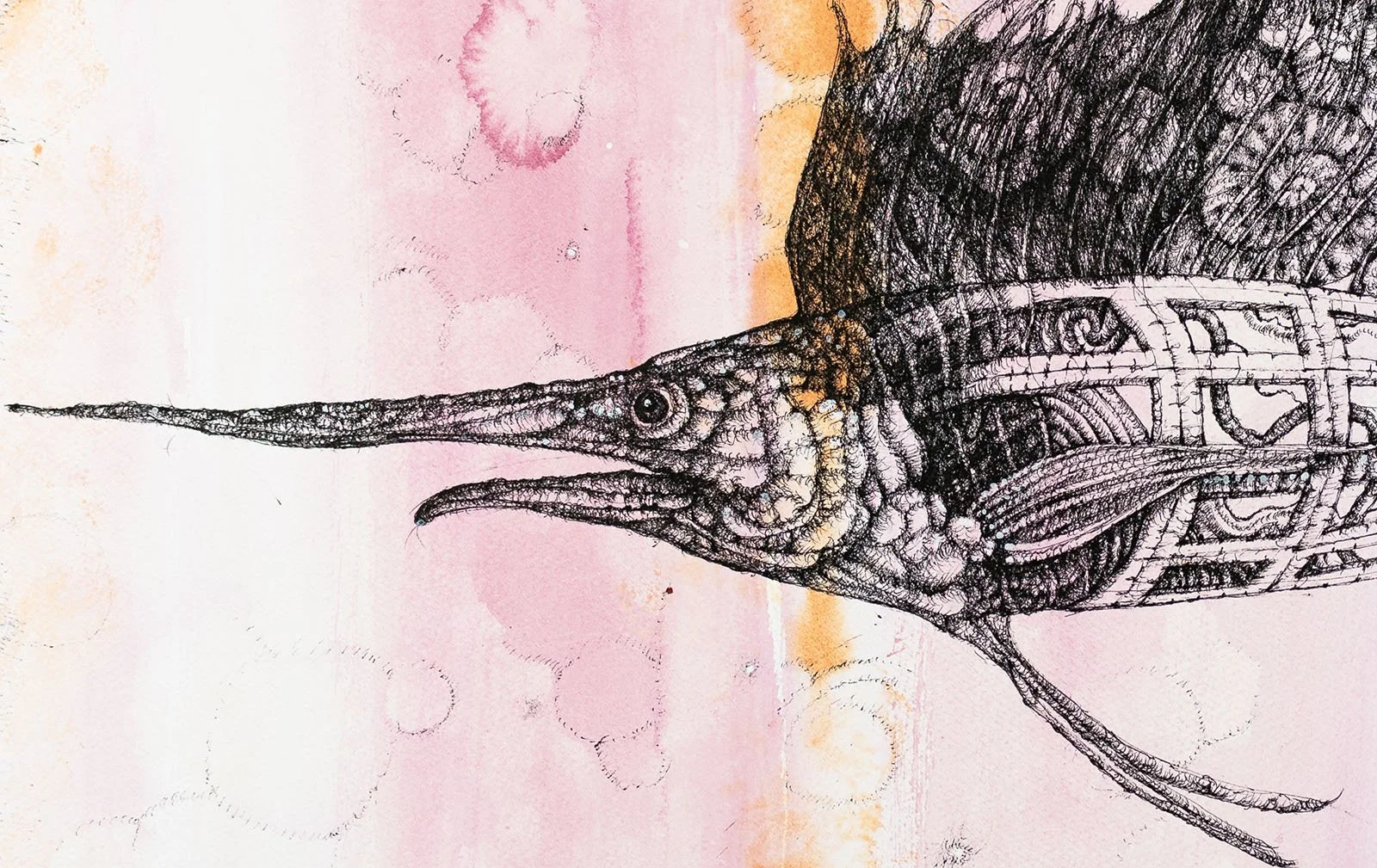 Letters from the Past — Sailfish. Ink on paper, 76x56cm, 2022. Available