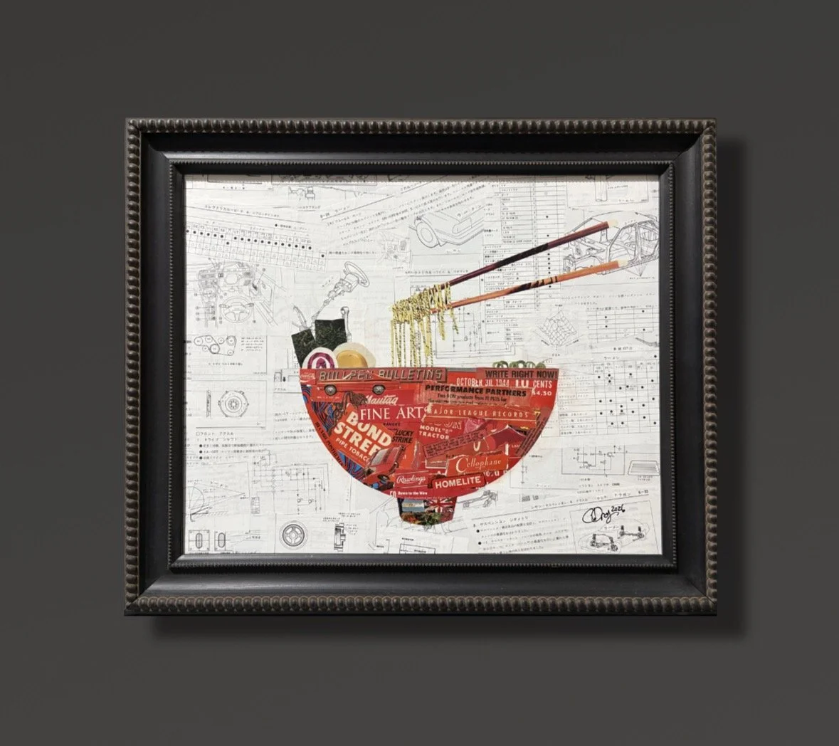 Ramen.  16" x 20" Paper Collage.