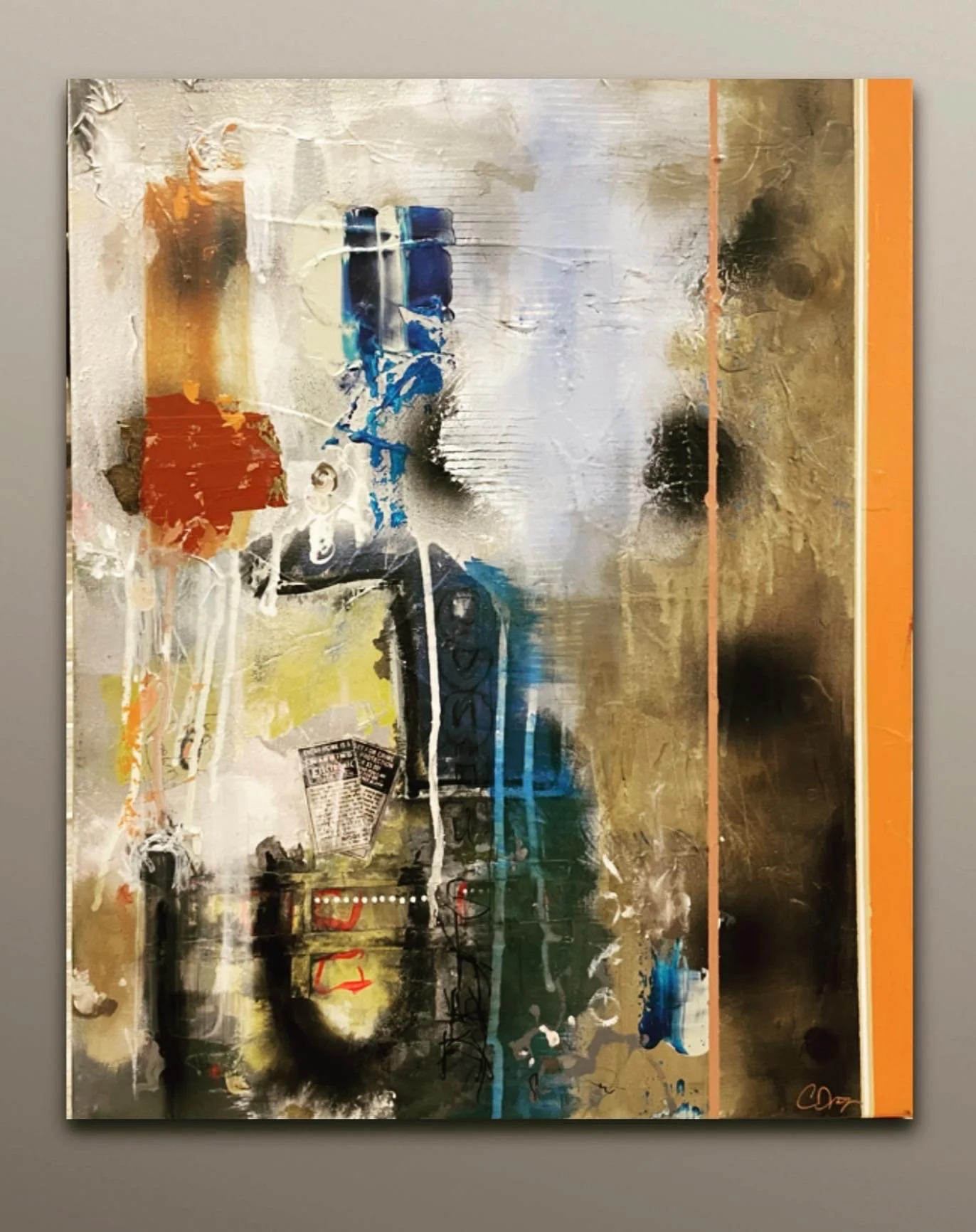 Mousetrap / 2022 / 16" x 20" Acrylic, Ink, Spray Paint, and Paper on canvas.