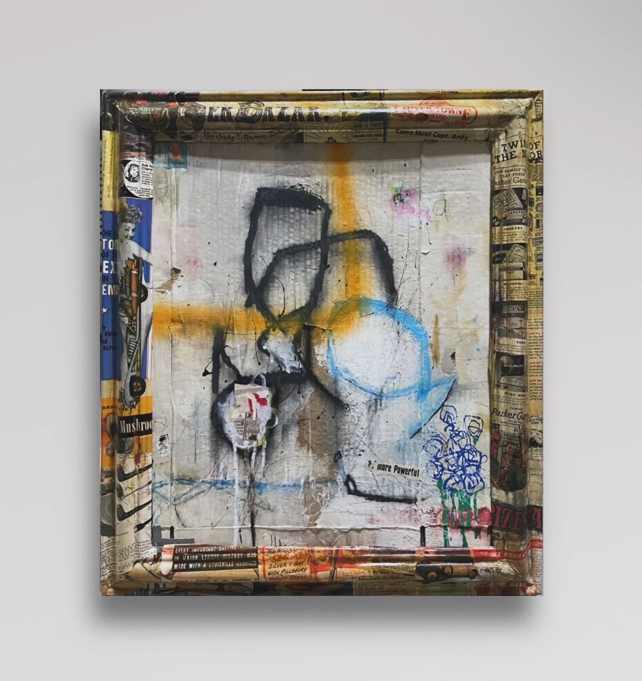 Grow / 2024 / 16' x 20" Mixed Media on cardboard, in custom frame.