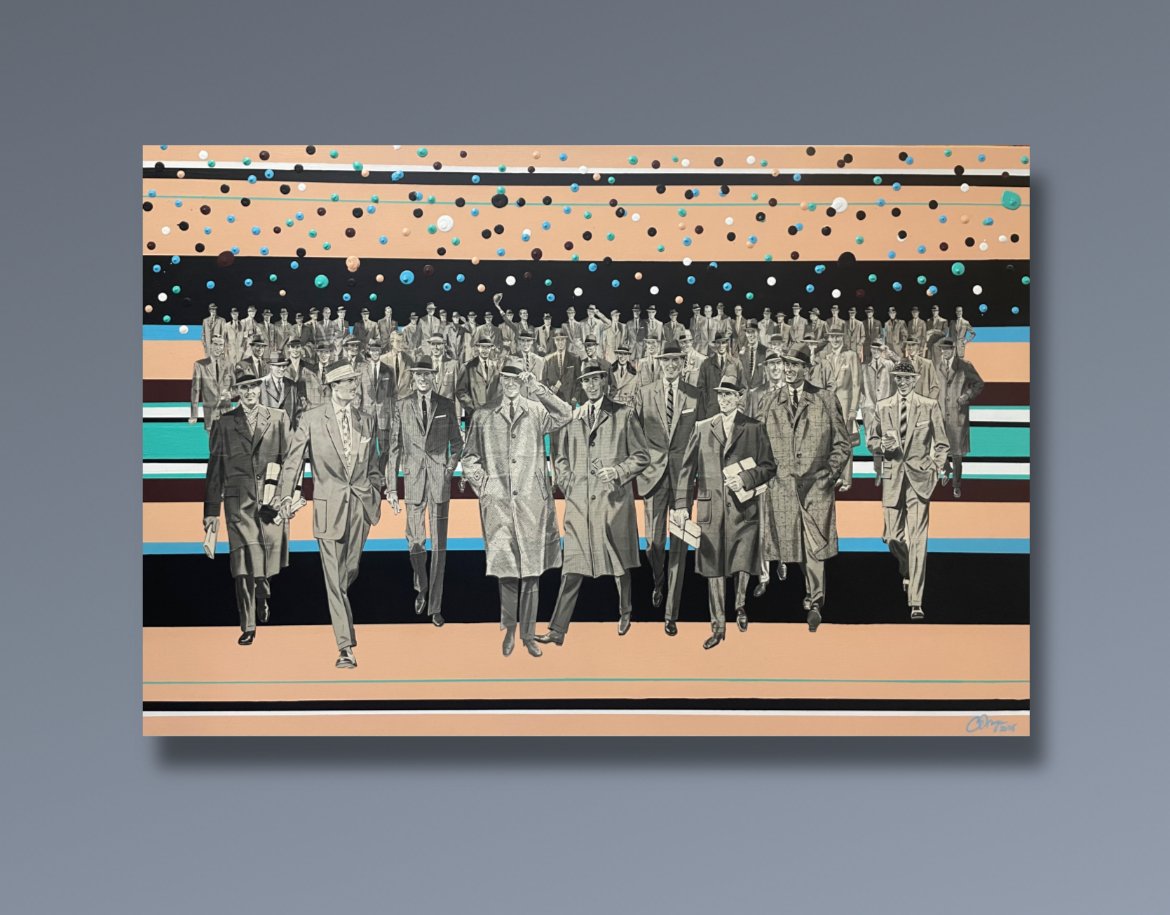 Here to Help / 2025 / 36" x 24" Acrylic and Vintage Magazine Pages on canvas.
Yes, those are each cut out individually.