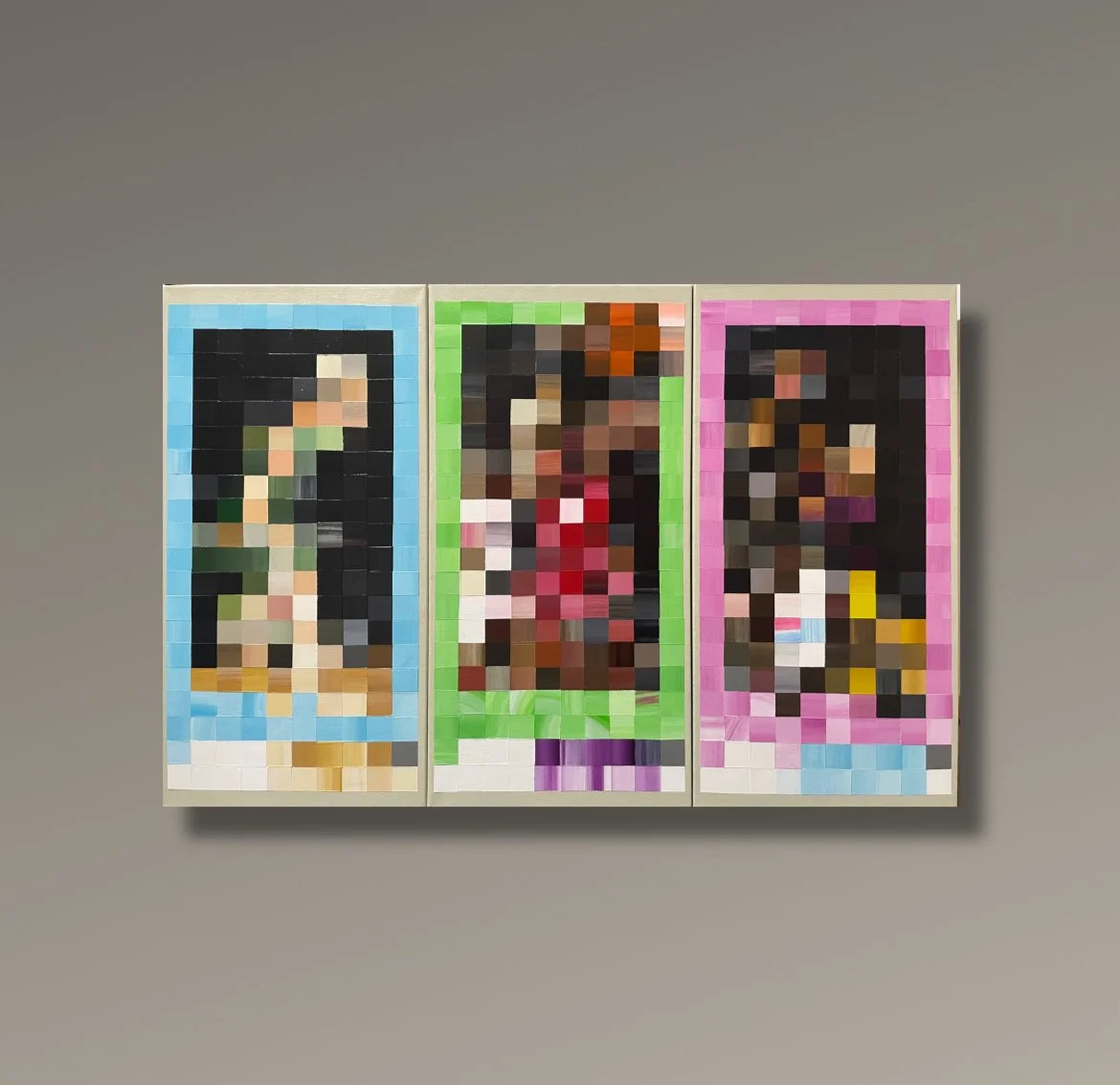 1980 Topps Bird/Erving/Johnson.  (3) 10" x 20" Acrylic on canvas.