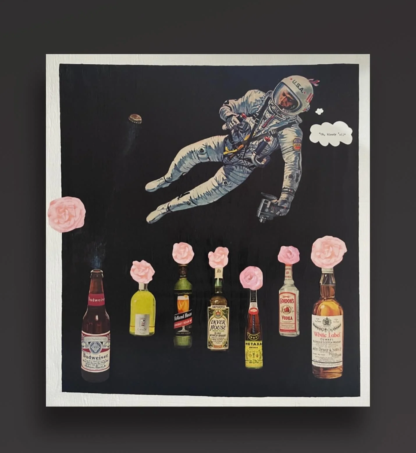 Foment / 2024 / 18" x 20" Mixed Media on plywood.  Proudly owned by Kevin Ryan.