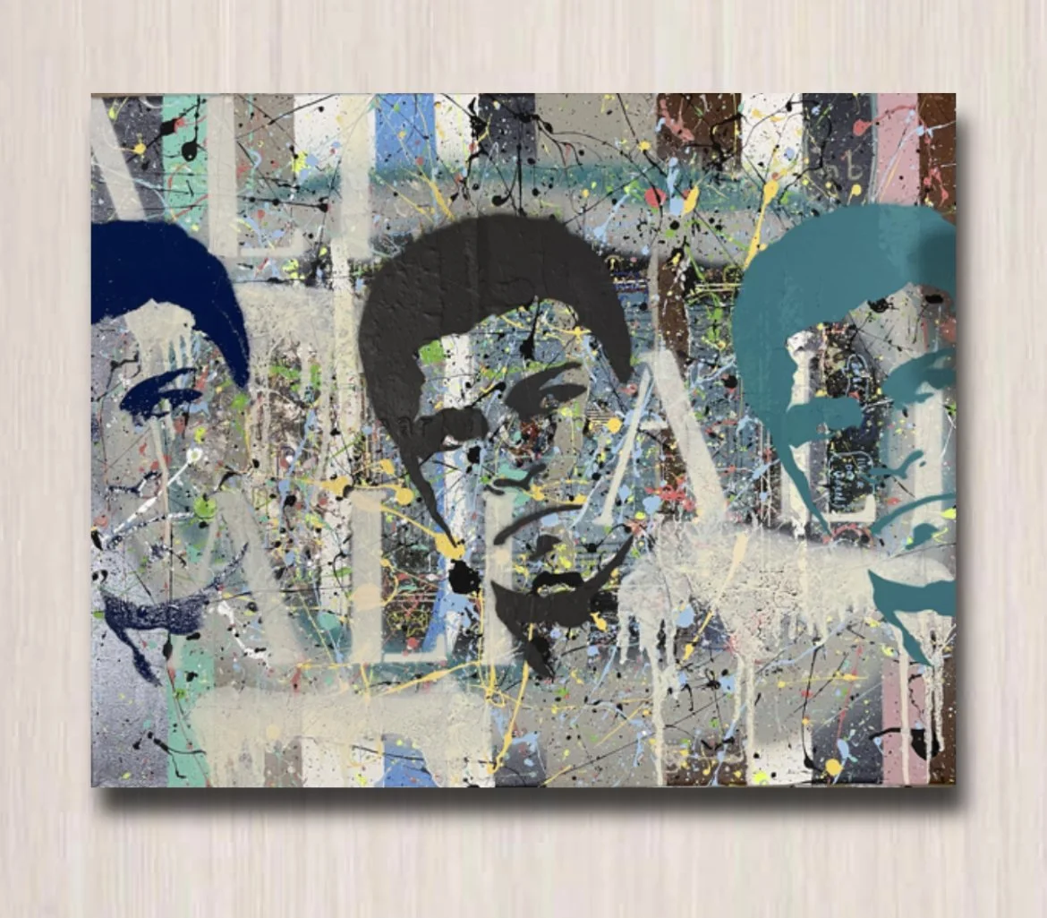 3Ali / 2021 / 20" x 16" Mixed Media on canvas.  In a private collection, purchased at the 2025 Village Art Factory display.