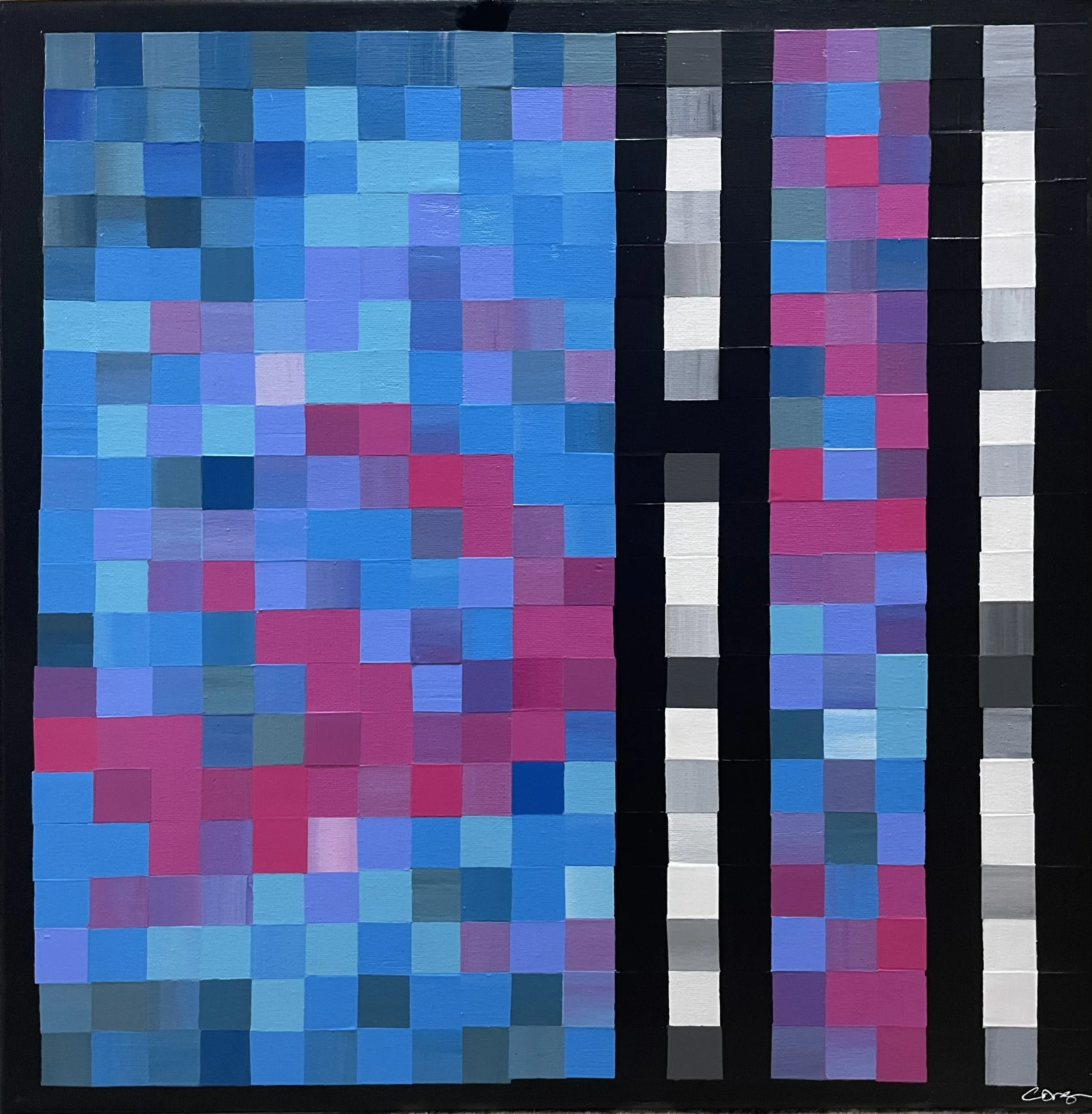 NIN PHM / 2022 / 20" x 20" Acrylic on canvas.  Representative of the cover of Nine Inch Nails' debut album, "Pretty Hate Machine".
