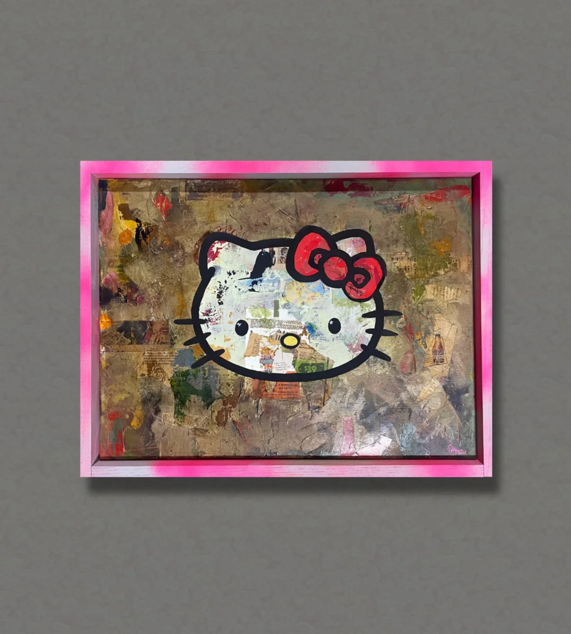 Hello Kitty Kat / 2024 / 18" x 24" Mixed Media on canvas in custom frame.
Currently in the extensive collection of Kathy and Jim Hebden.
