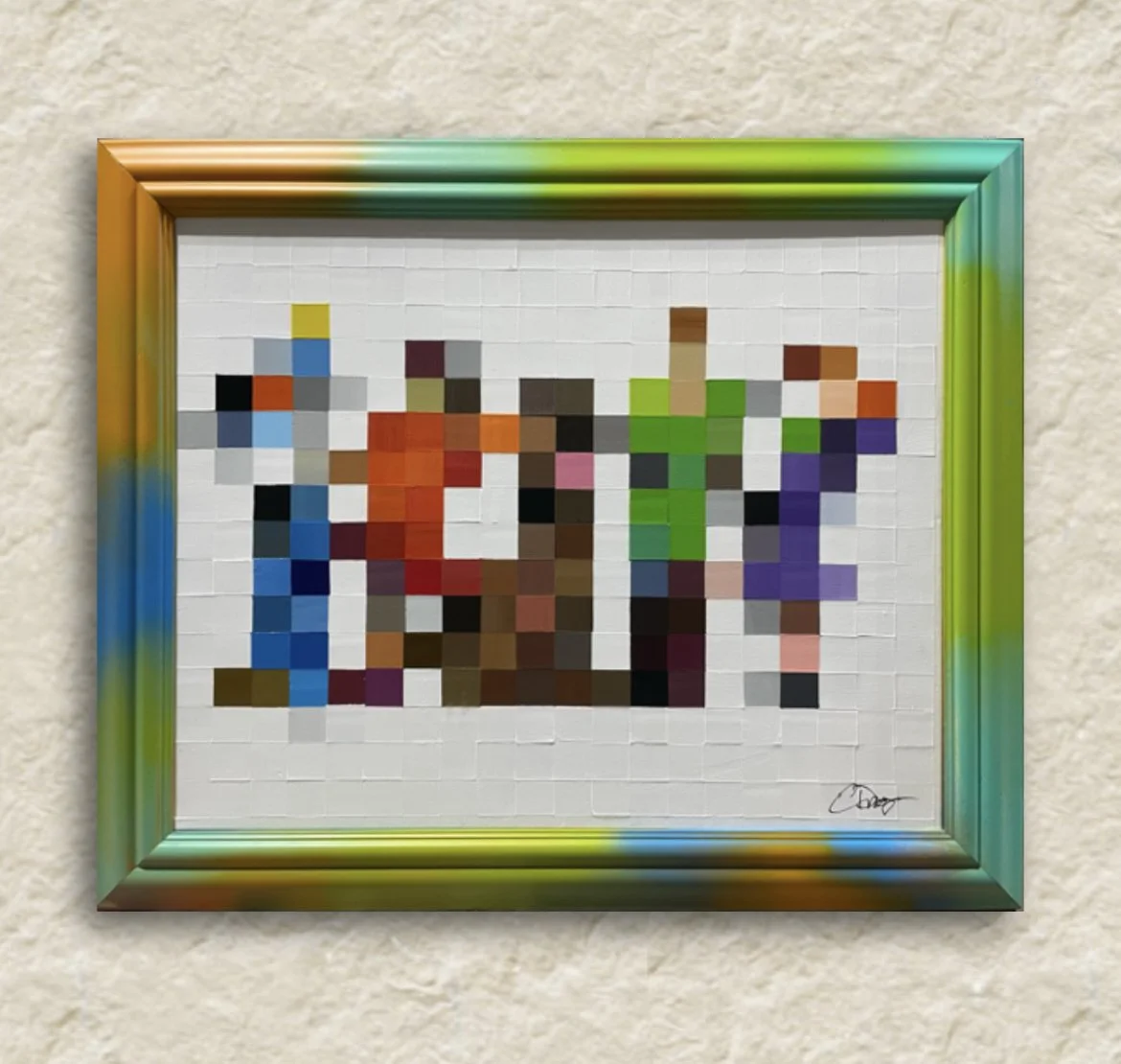 Zoinks / 2023 / 16" x 20" Acrylic on canvas in custom frame.  Proudly owned by JoAnne Rosseel.
