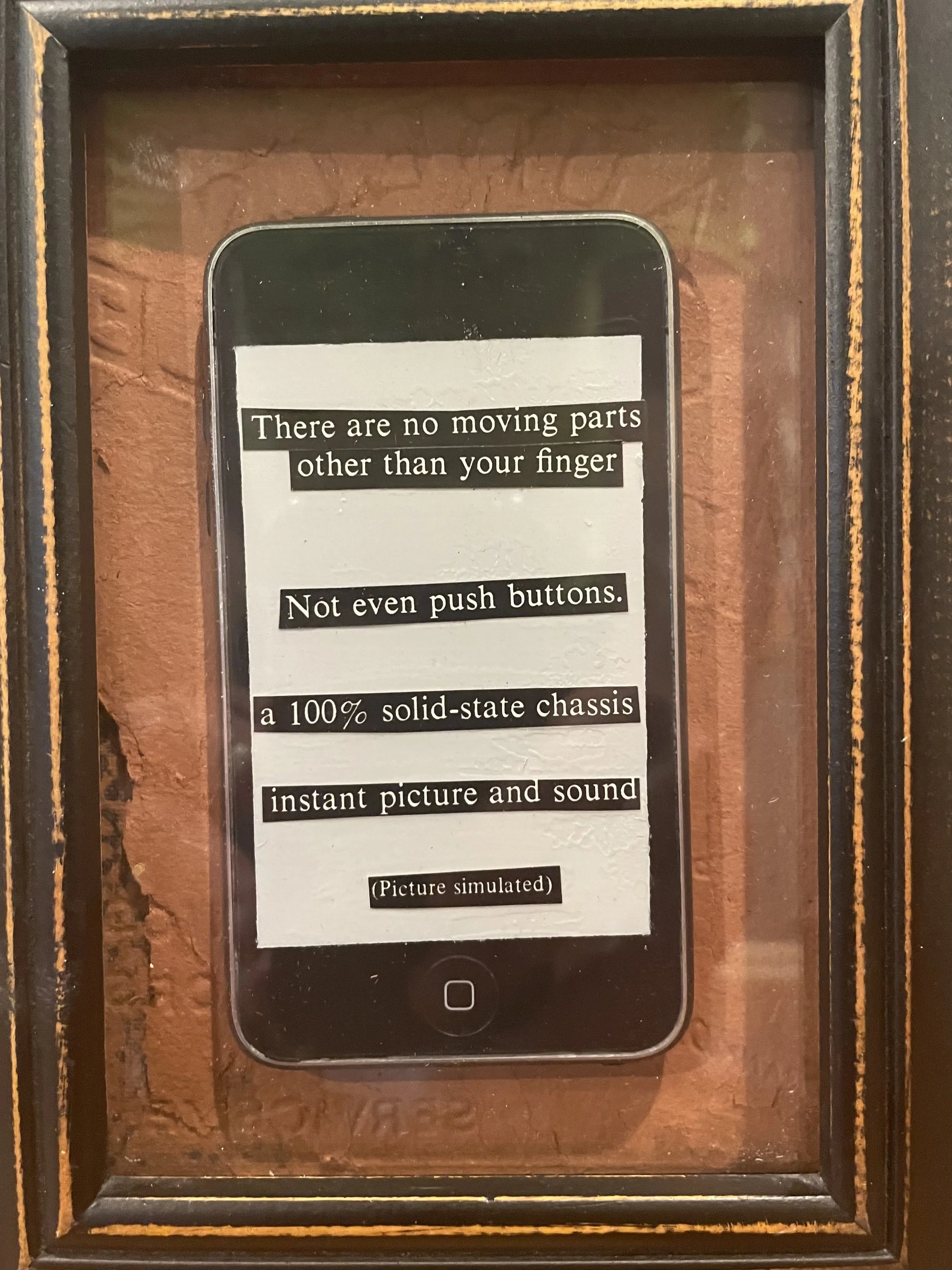 True / 2022 / 5" x 7" Mixed Media on canvas.  This is a real old-school iPod. This is another piece that was purchased at the 2023 Plymouth Art Fair. I was thrilled to have this insane piece find a new home. I love this piece.
