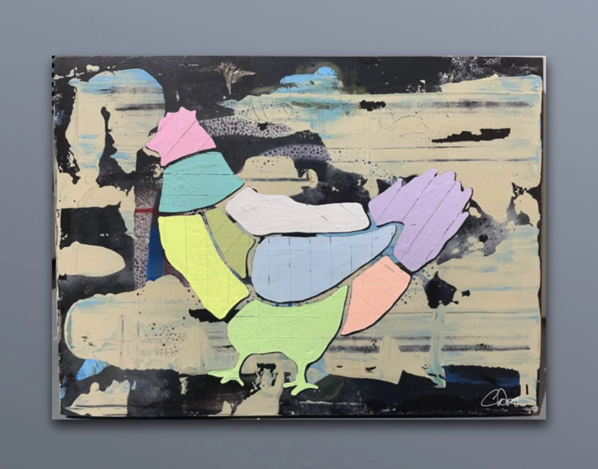 Inevitability / 2022 / 18" x 13" Acrylic and Spray Paint on wood panel. In a private collection. 