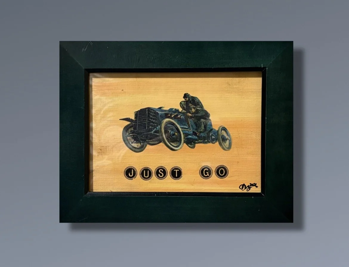 Allez.  5" x 7" Mixed Media on canvas.  Proudly owned by Andy Ward, stolen from his own daughter!