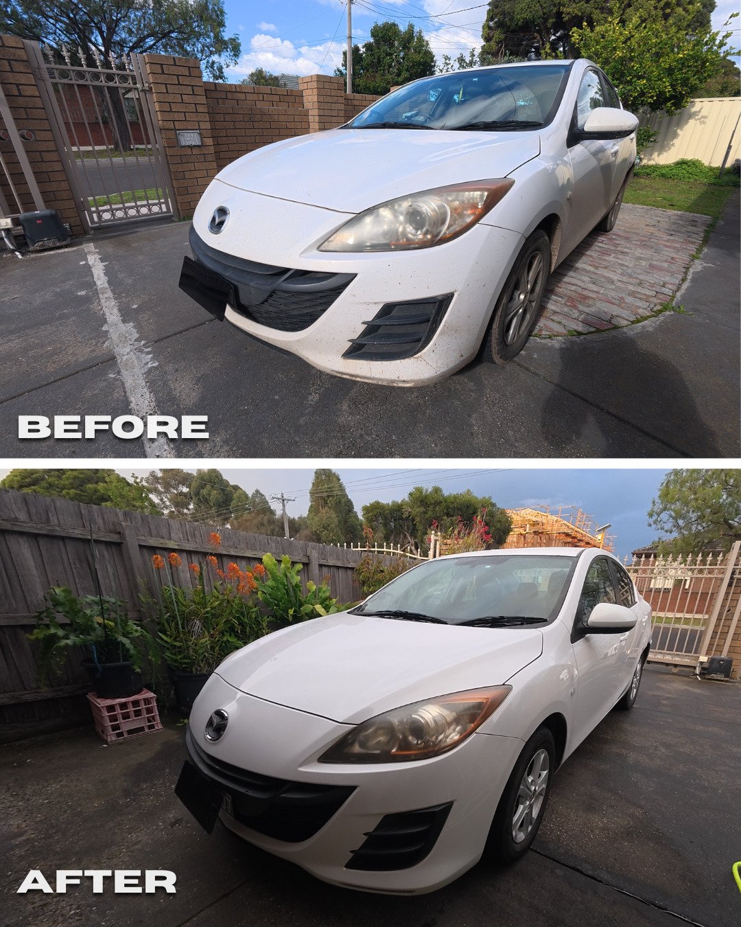 Full Detail on Mazda 3

This Mazda 3 was in a bad condition, the exterior was covered in mud and the interior was filled with dust and dirt. 

Here's the result you can get from a full detail.

Full Detail Completed:
🫧 Exterior wash
🧼 Interior thor