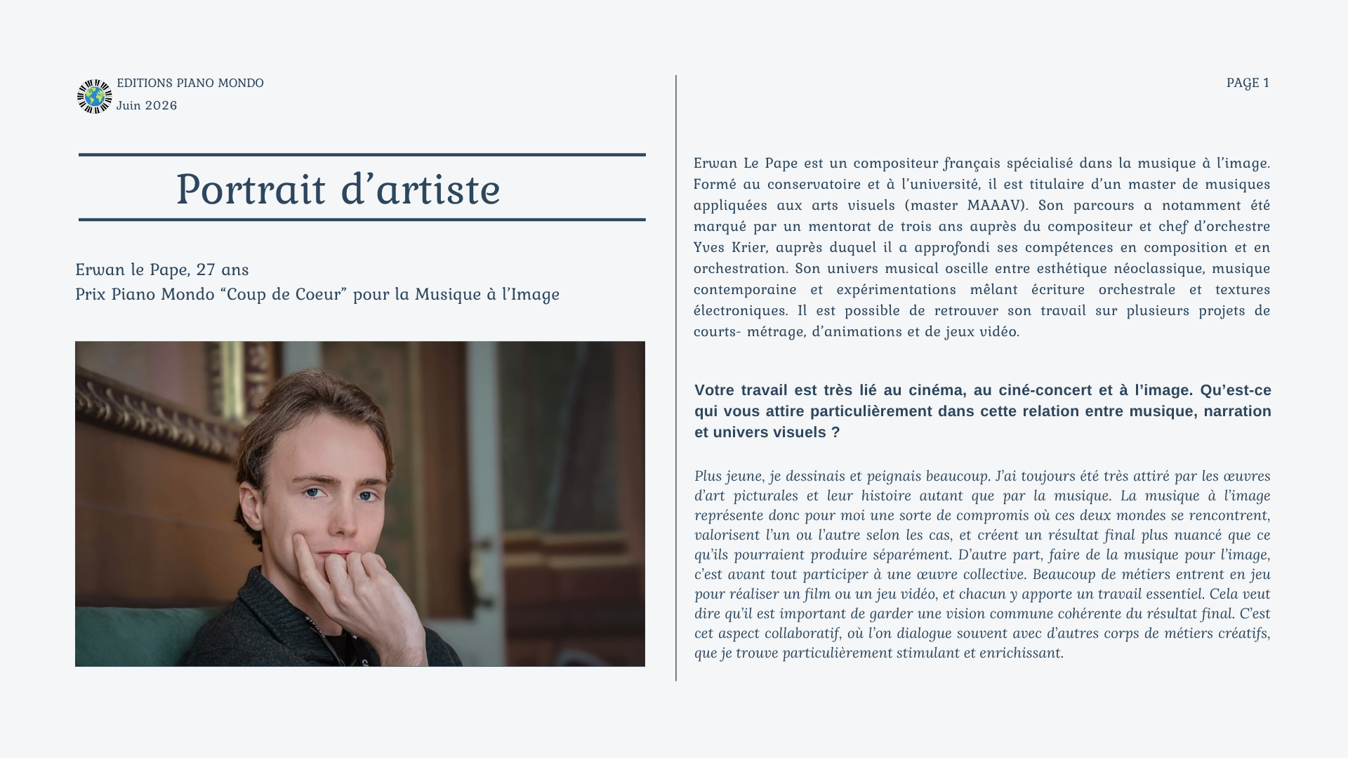 Portrait d'Artiste #1 : Erwan le Pape