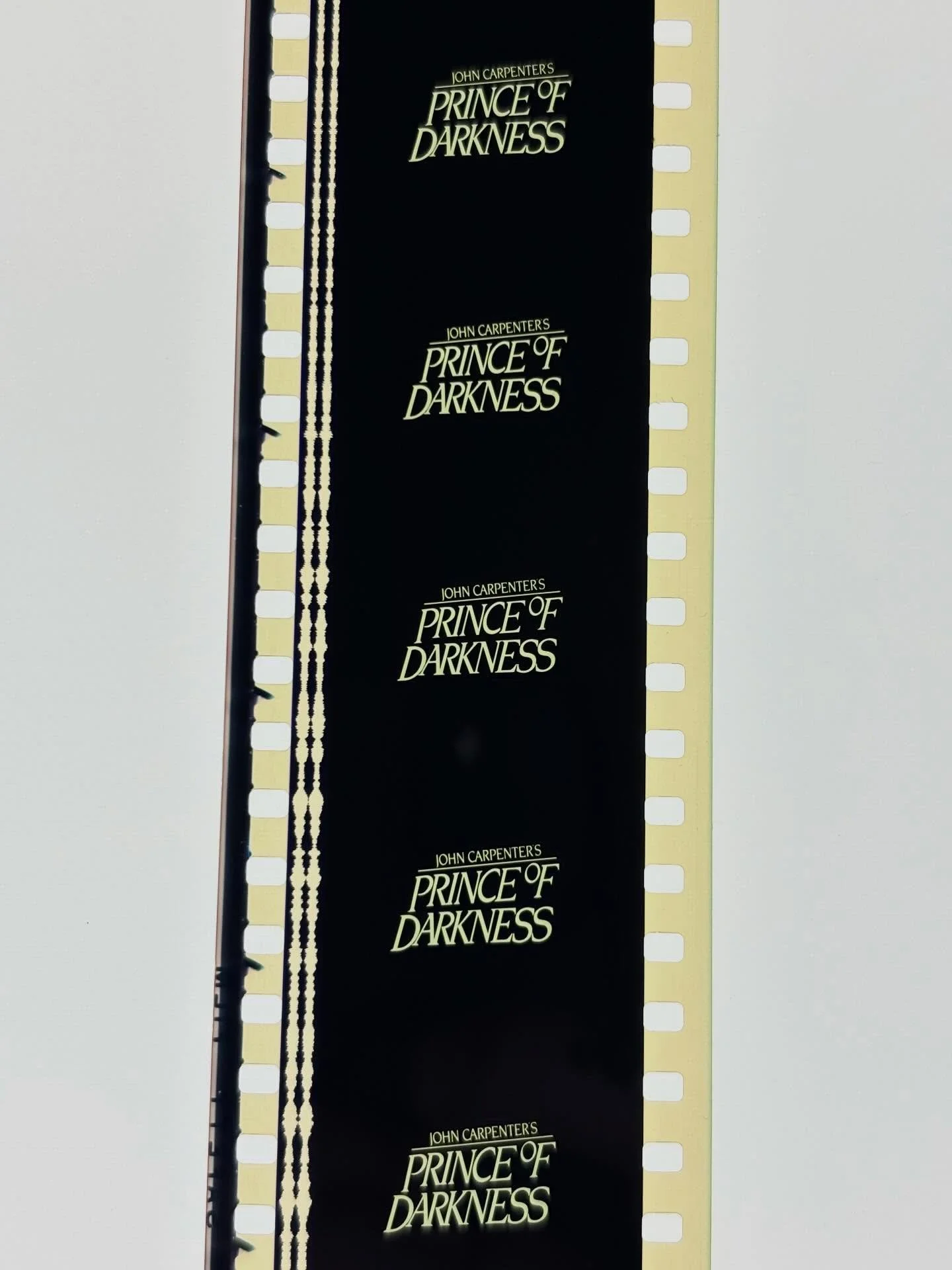 It&rsquo;s been a while but NEW TO THE COLLECTION 🔥 @johncarpenterofficial PRINCE OF DARKNESS original 35mm film trailer! 🎞️📽️ 

#johncarpenter #princeofdarkness #projectionist #projectionbooth #filmisnotdead