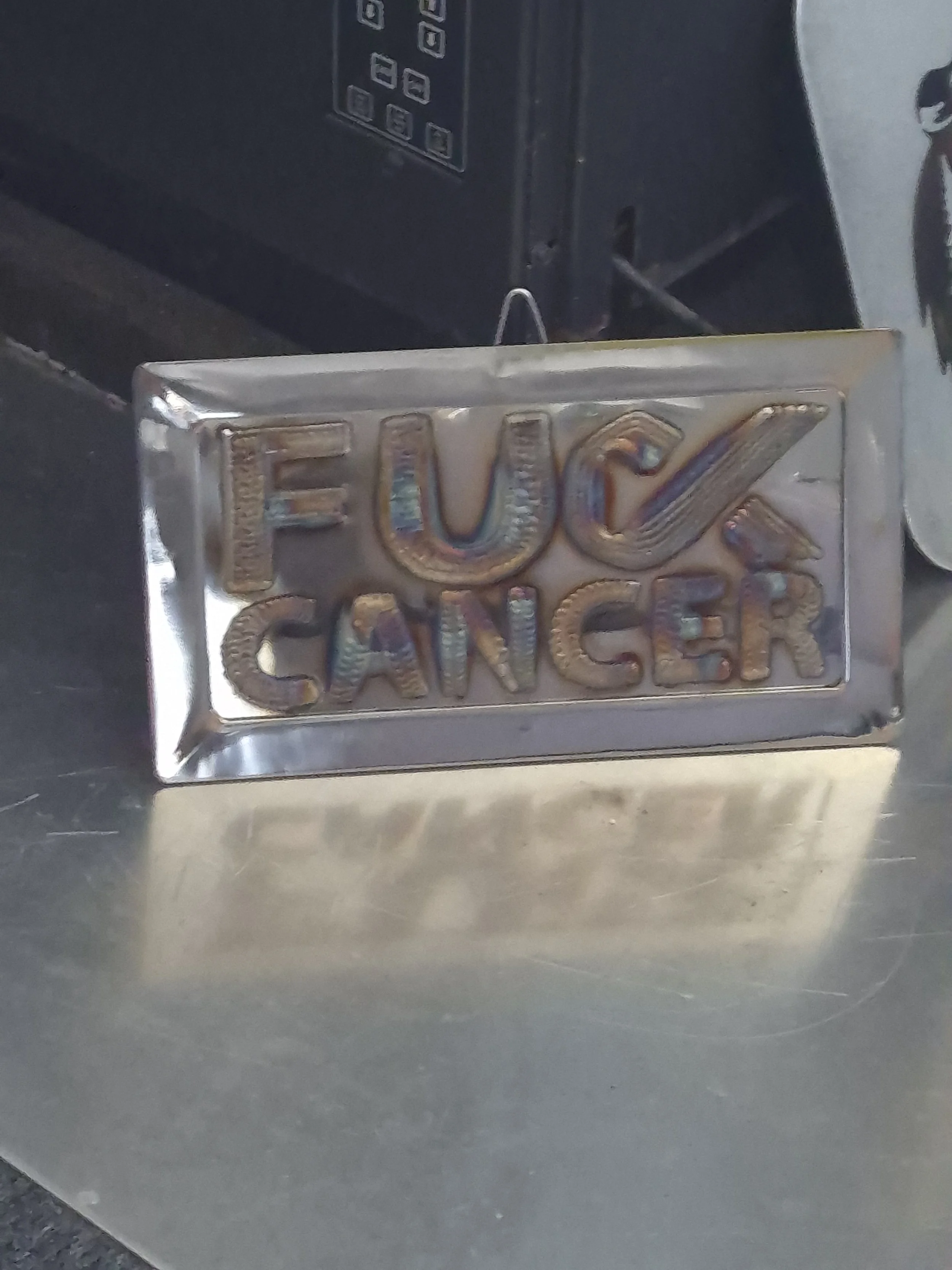 I feel like we all can relate to this sign and agree "fuck cancer." This cold, handcrafted statement piece is built to inspire, strength and support.

| Price: $175 |
Quantity in stock: 1