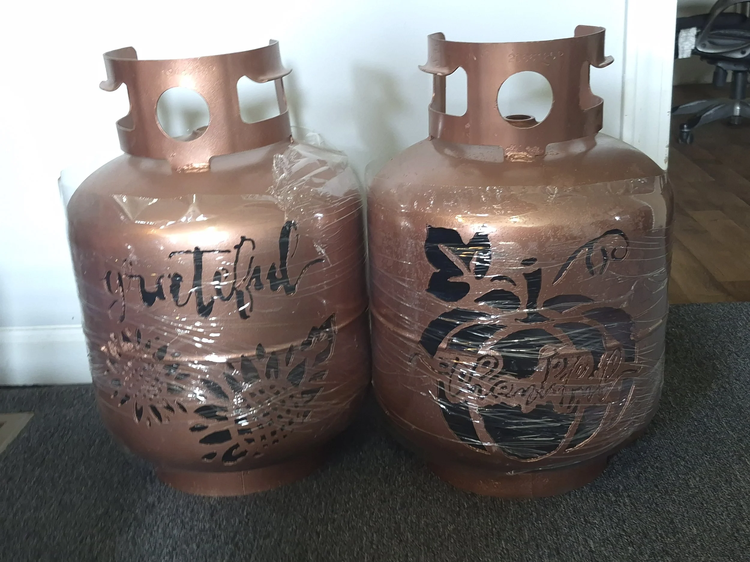 Thanksgiving/Fall theme scrap o' lantern that reads "Grateful". Perfect for the Fall season or  unique Thanksgiving decor.

| Price: $100 |
Quantity in Stock: 1