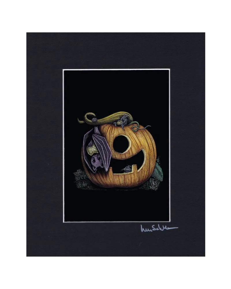 Pumpkin Bat - Matted Print