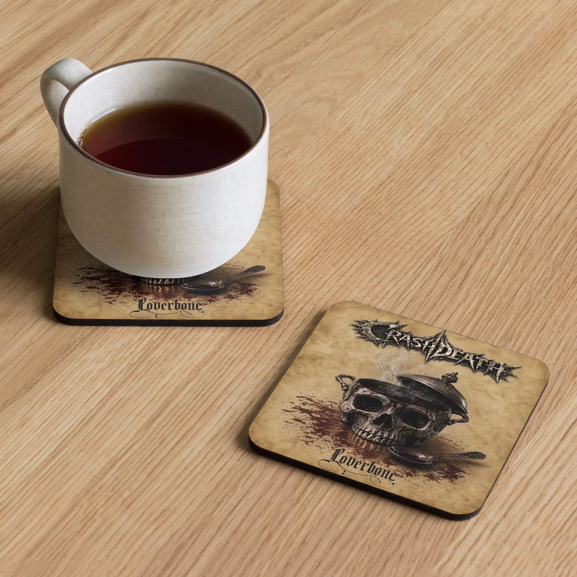 Crashdeath "Loverbone" Cork-back coaster