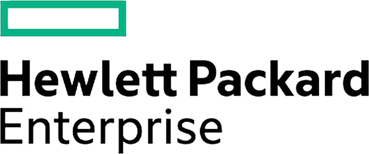 Hewlett Packard Enterprise logo with green and black text.
