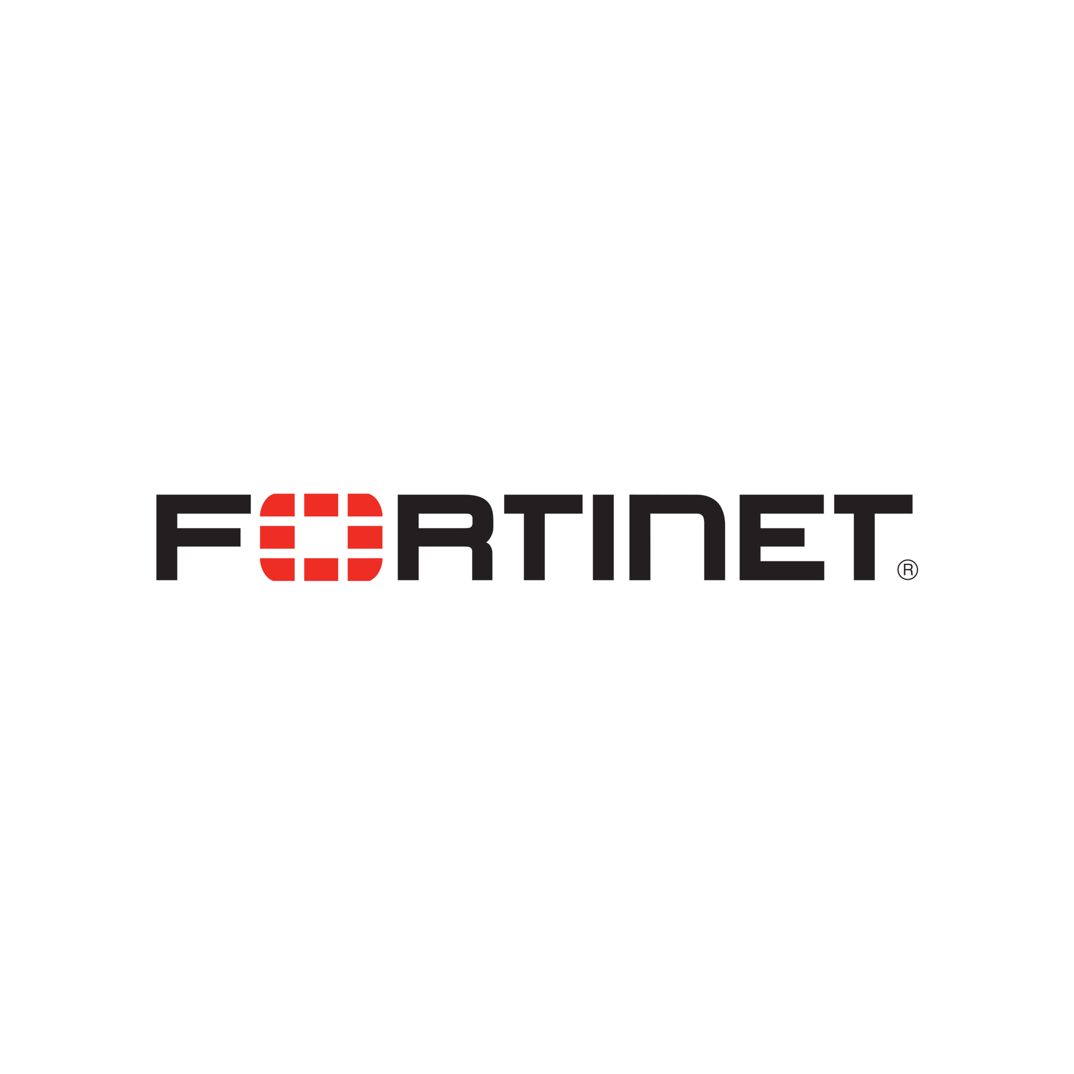 Fortinet logo with stylized red and black text on a white background.
