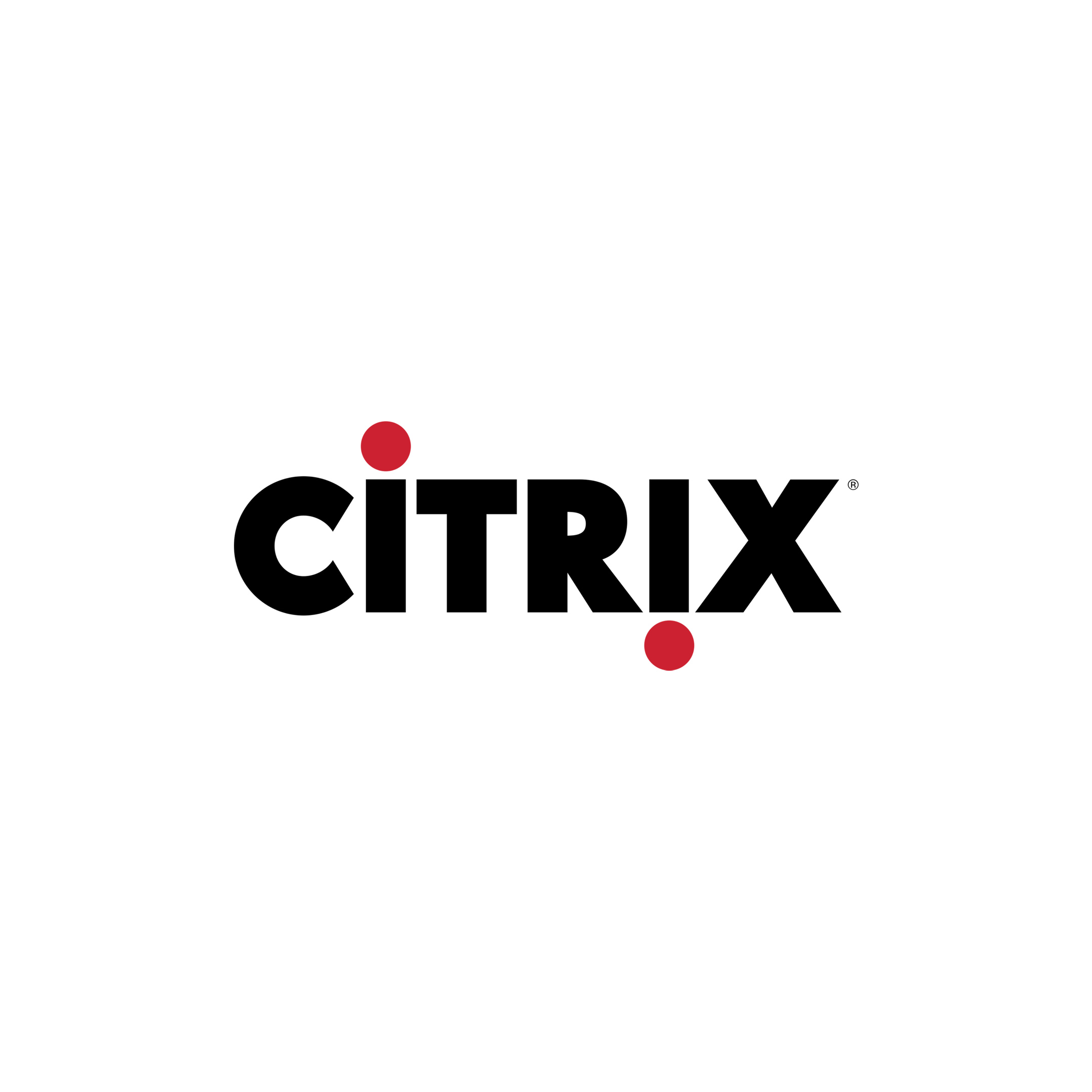 The Citrix logo with black text and red dots on the letter i and below the letter x.