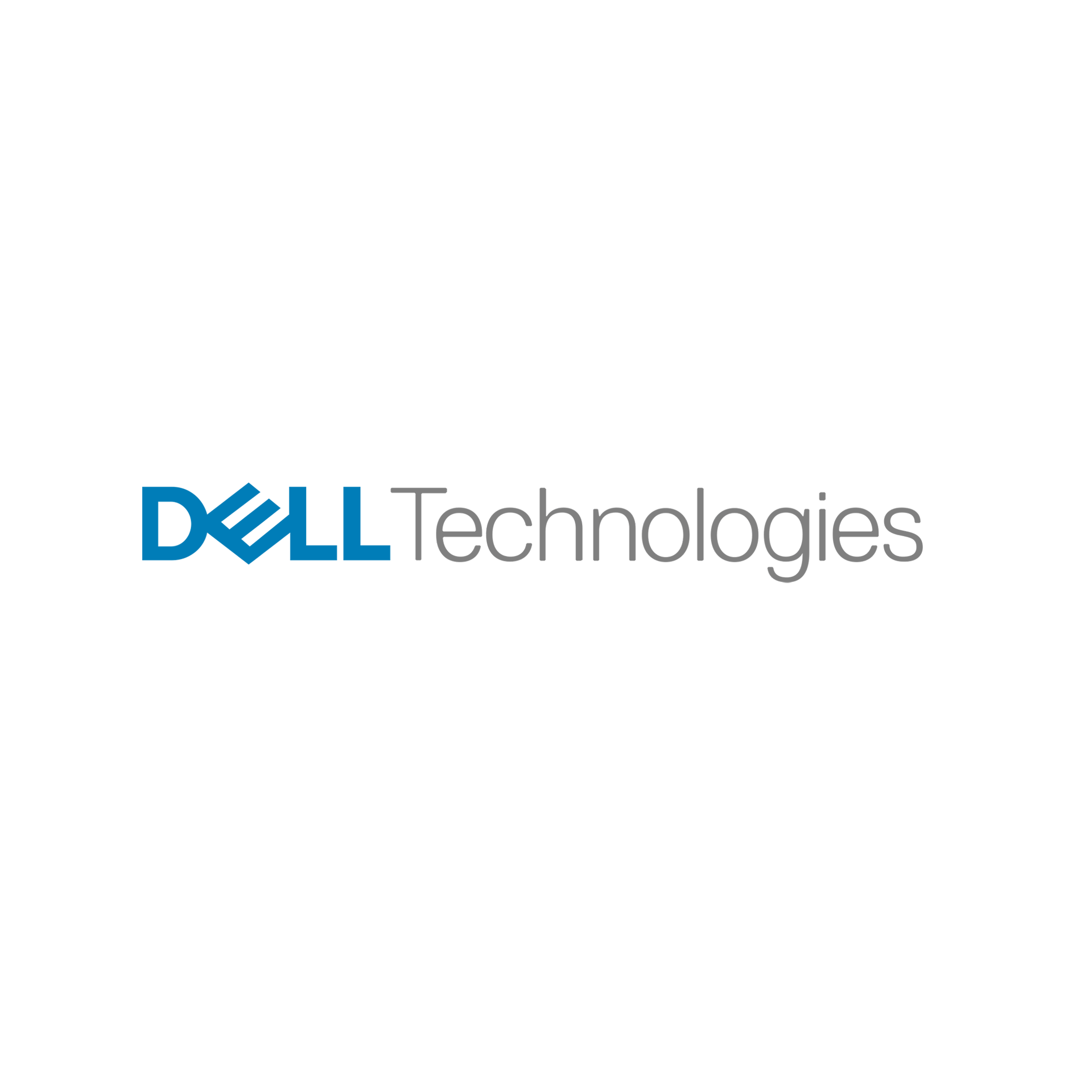 Dell Technologies logo with blue and gray text on a white background.