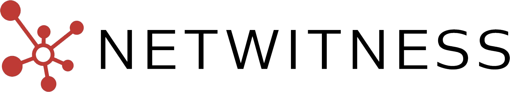 Logo for NETWITNESS with connected red circles forming a network diagram