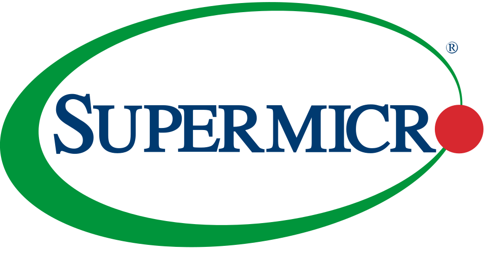 Supermirc logo with green oval border, blue text 'Supermic' in the center, and a red dot on the right side of the border.