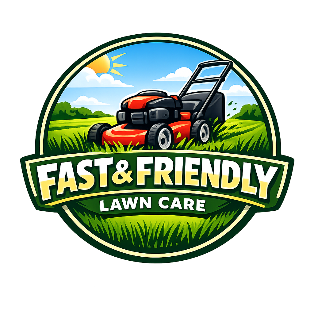 fast and friendly lawn care logo