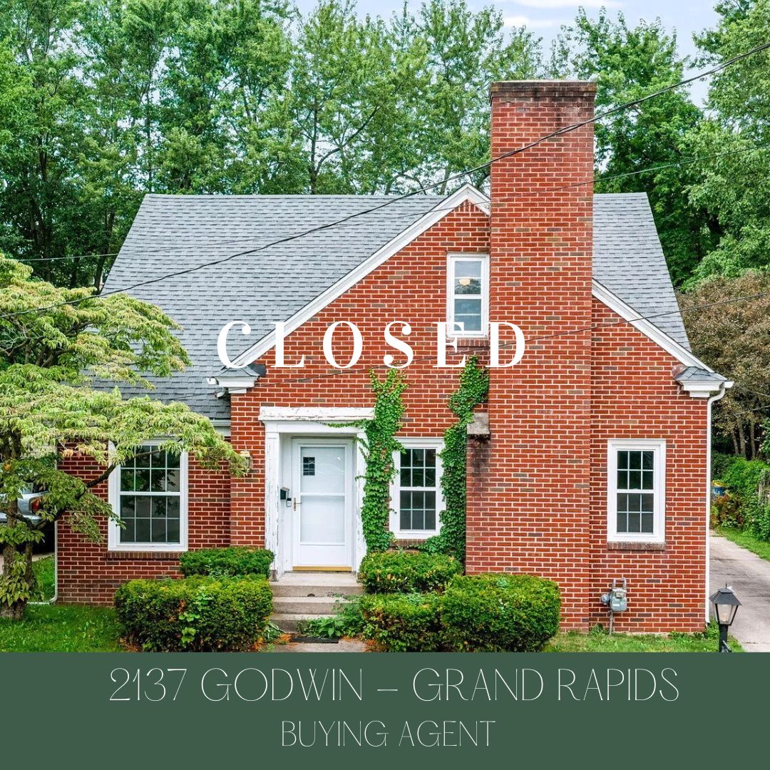 Brick house with a chimney, surrounded by greenery, with a closed sign overlay.