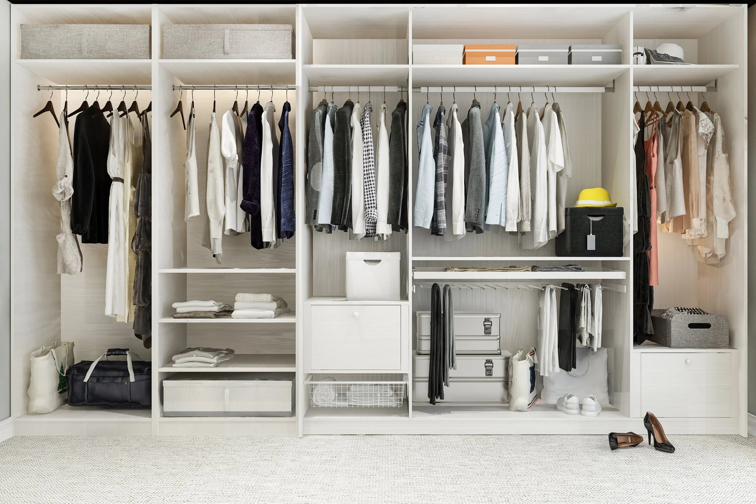 Decluttering and home organizing, closet Spring cleaning