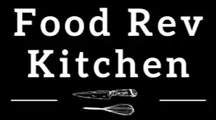 Food Rev Kitchen logo with text and a spoon and fork
