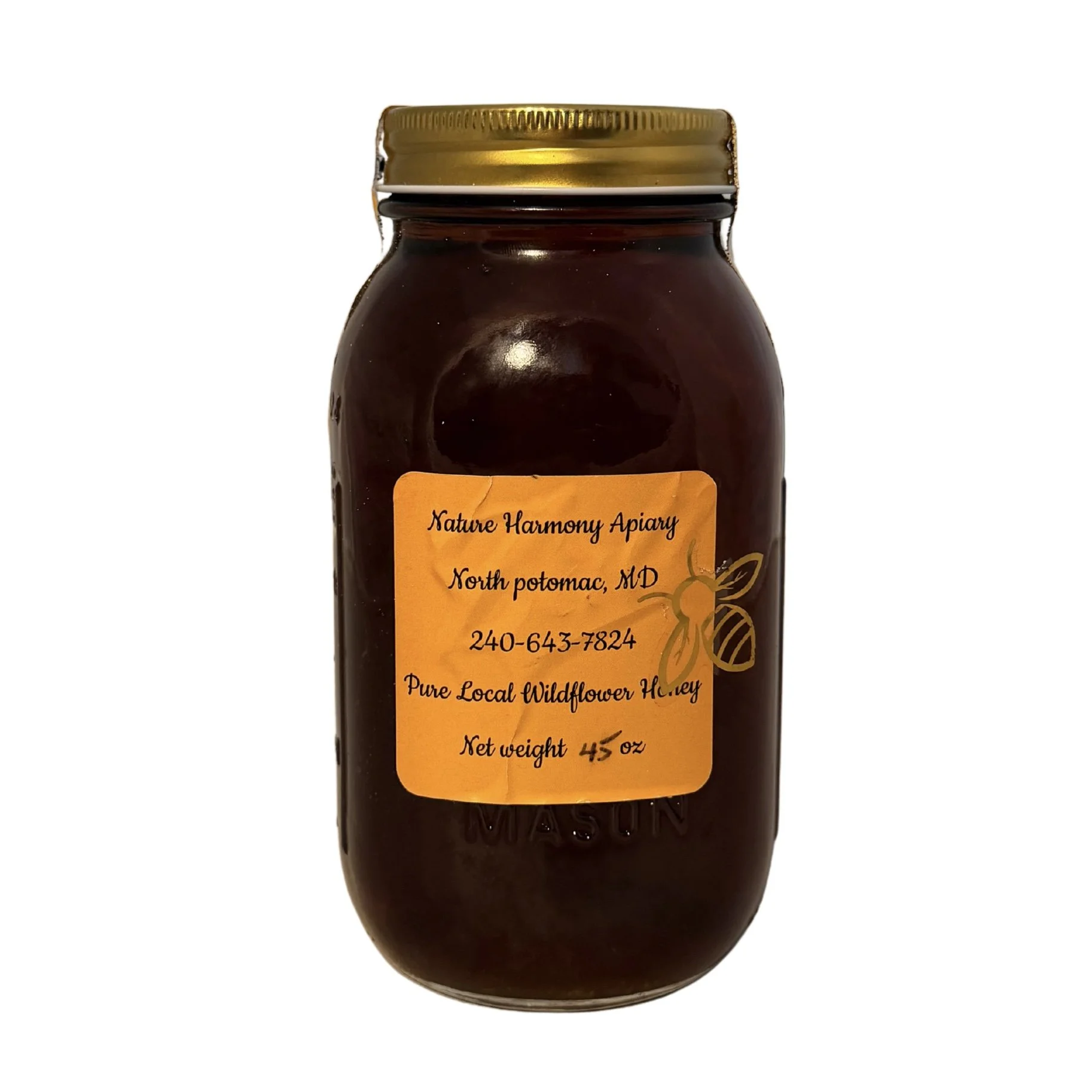 45 oz Raw Local Honey – Glass Mason Jar 🍯