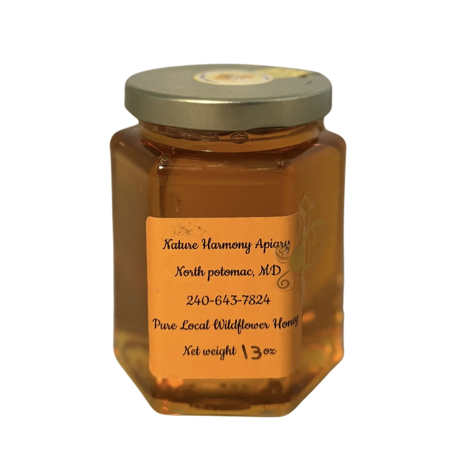 13 oz Raw Local Honey – Small Hex Jar 🍯