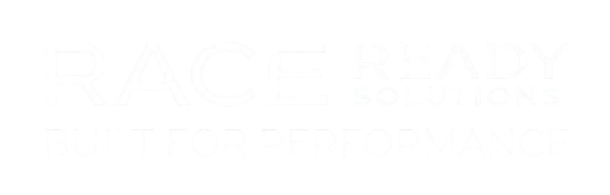 Black background with white and gray text reading 'RACE READY SOLUTIONS BUILT FOR PERFORMANCE'