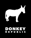 Silhouette of a donkey with the text 'Donkey Republic' underneath