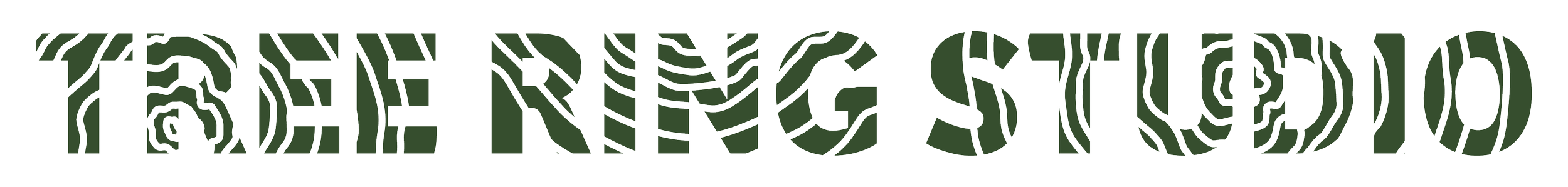 Text that reads "TREE RING STUDIO" with a stylized tree-ring font.